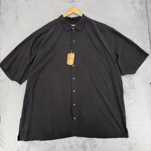 Tommy Bahama Island Twill Stripe BT Black 100% Silk Shirt  Mens Size 4XT